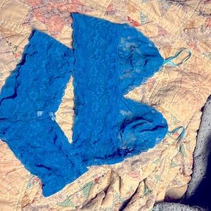 Never worn Victoria secrets Pink  lace top and matching bottom blue .